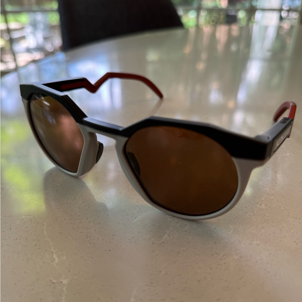 Oakley Black and Brown Sporty Wraparound Sunglasses